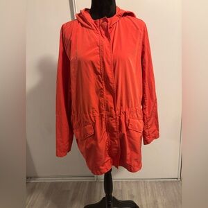 J Jill Windbreaker Jacket Women's Large Orange Full Zip Lightweight Vacation